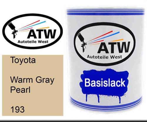 Toyota, Warm Gray Pearl, 193: 1L Lackdose, von ATW Autoteile West.